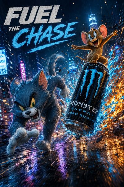 Neon Rooftop Ruckus: Tom and Jerry Unleashed