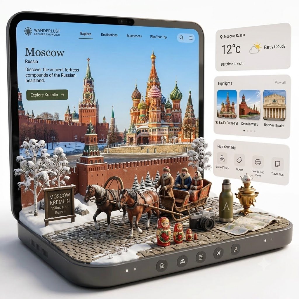 Russian Travel Diorama Reveals Moscow's Red Square from a Tablet