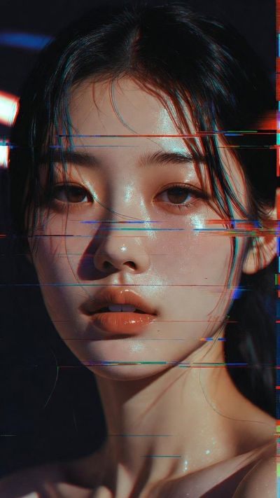 Cyber Aesthetic Portrait: Glitch Art Meets Modern Korea