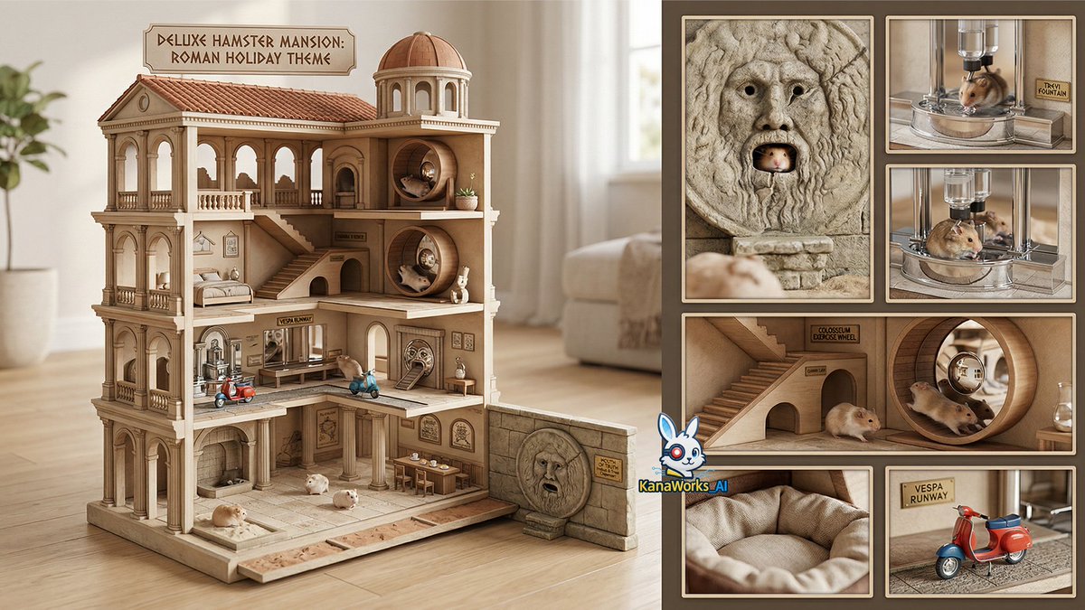 Roman Holiday-Inspired Hamster Mansion Design