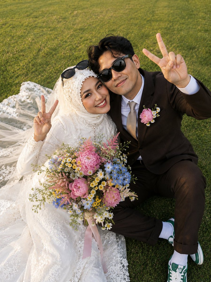 Japanese bride in white kimono poses with groom for wedding portrait