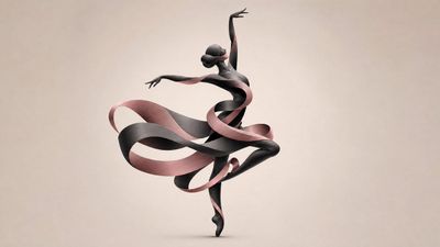 Flowing ribbon forms a graceful abstract horse in motion