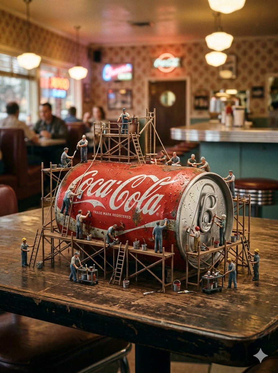 Miniature Workers Reviving Icons with Glamour and Precision
