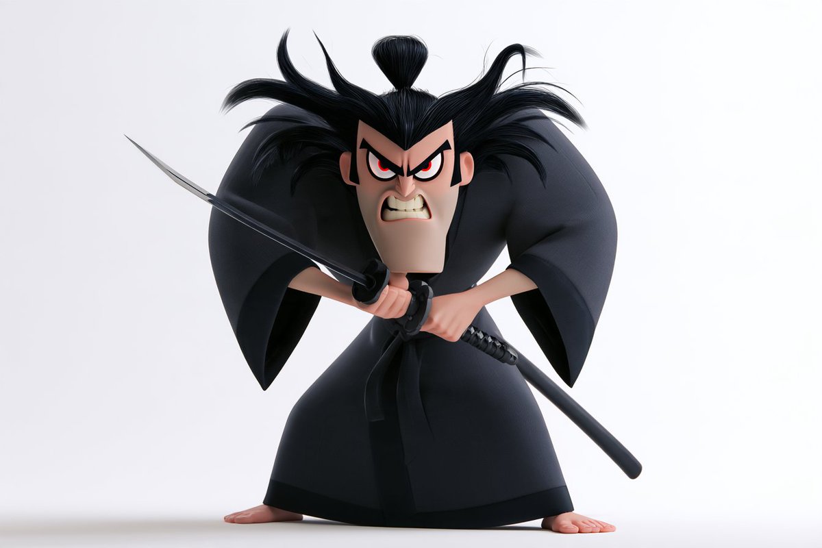Samurai Jack becomes a polished Pixar 3D hero in dynamic pose