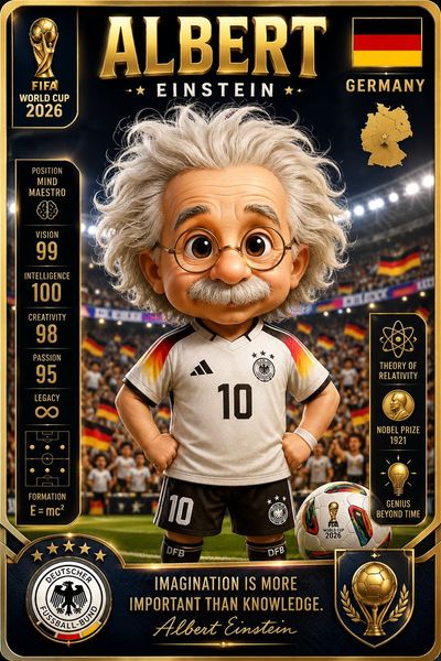 Albert Einstein becomes a cute chibi World Cup sticker in Germany jersey