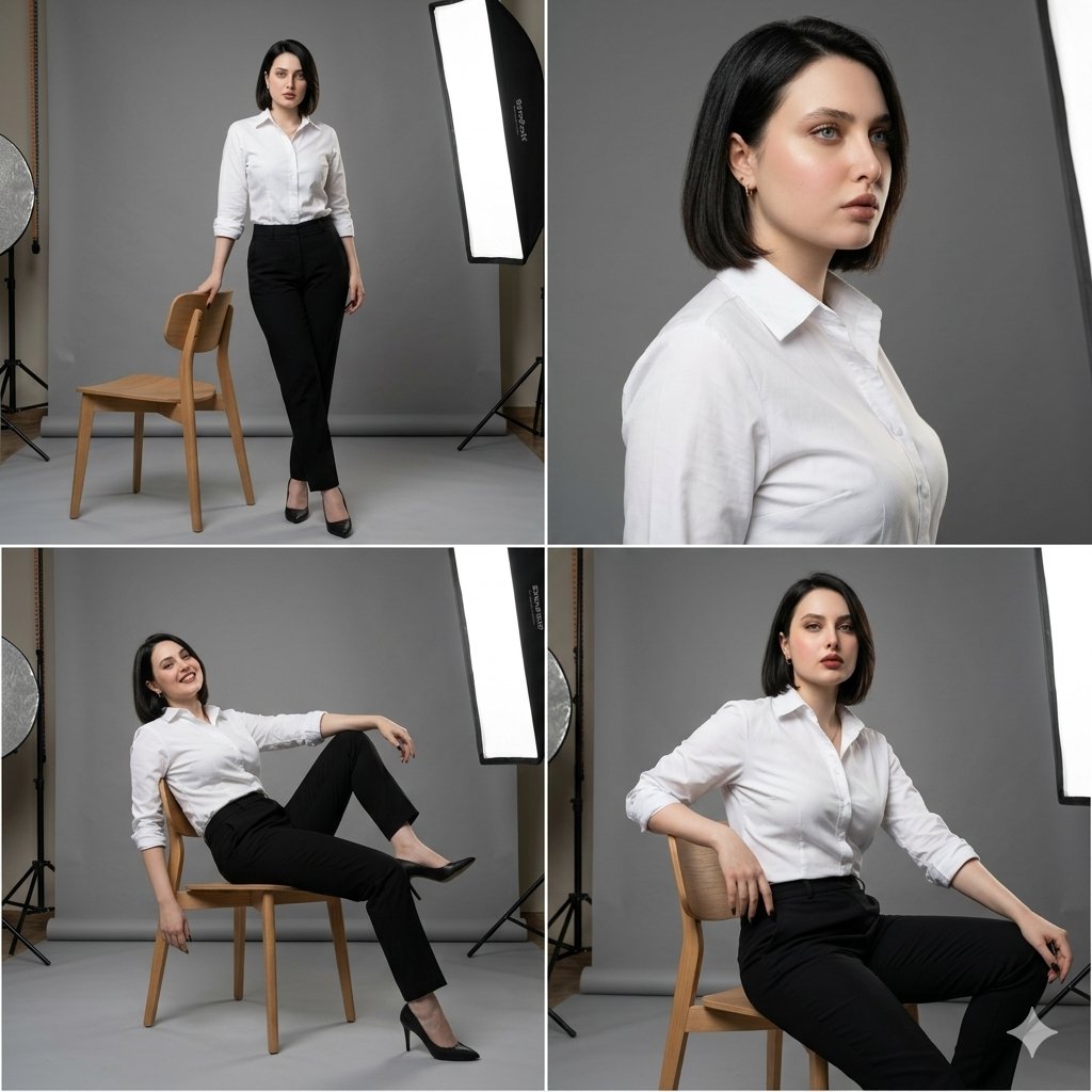 Luxury Editorial Studio Portraits with Modern Chair