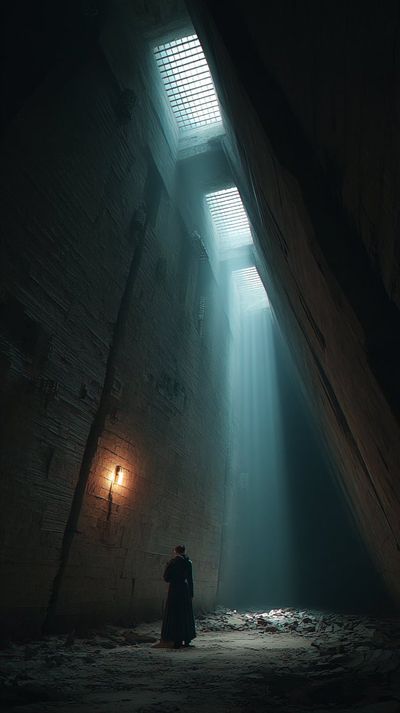 A Hooded Figure in an Abandoned Industrial Realm