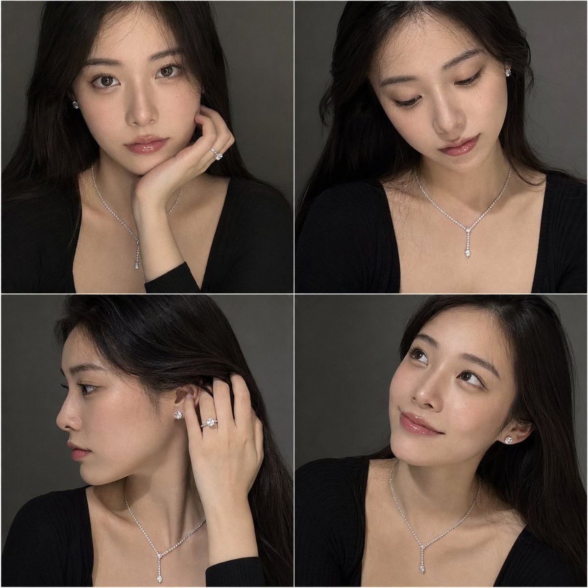 Japanese model displays diamond jewelry in natural smartphone portraits