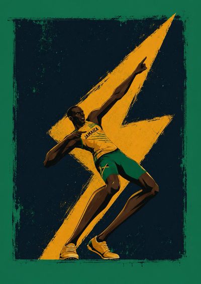 Bolt and Ronaldo strike iconic poses in retro poster