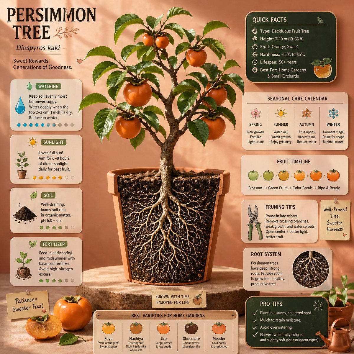 Persimmon Tree Care in 3D Detail