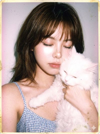 1980s Gem with a White Cat