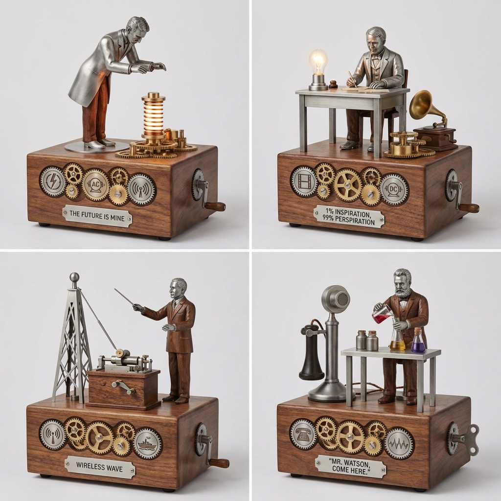 Nikola Tesla and the Masters of Innovation as Kinetic Sculptures