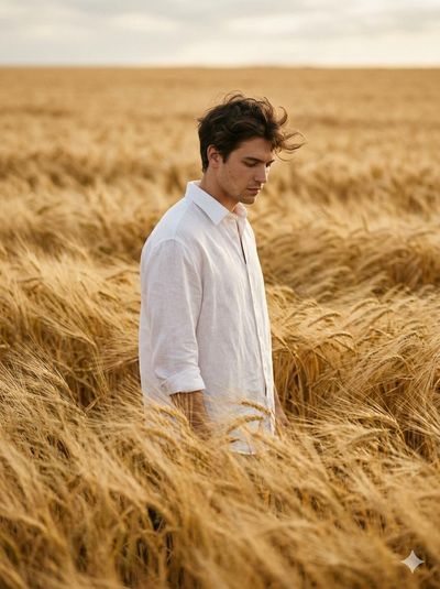 Golden Harvest Elegance: A Cinematic Editorial Portrait in Wheat Fields
