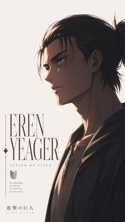Eren Yeager in Geometric American Paint Style