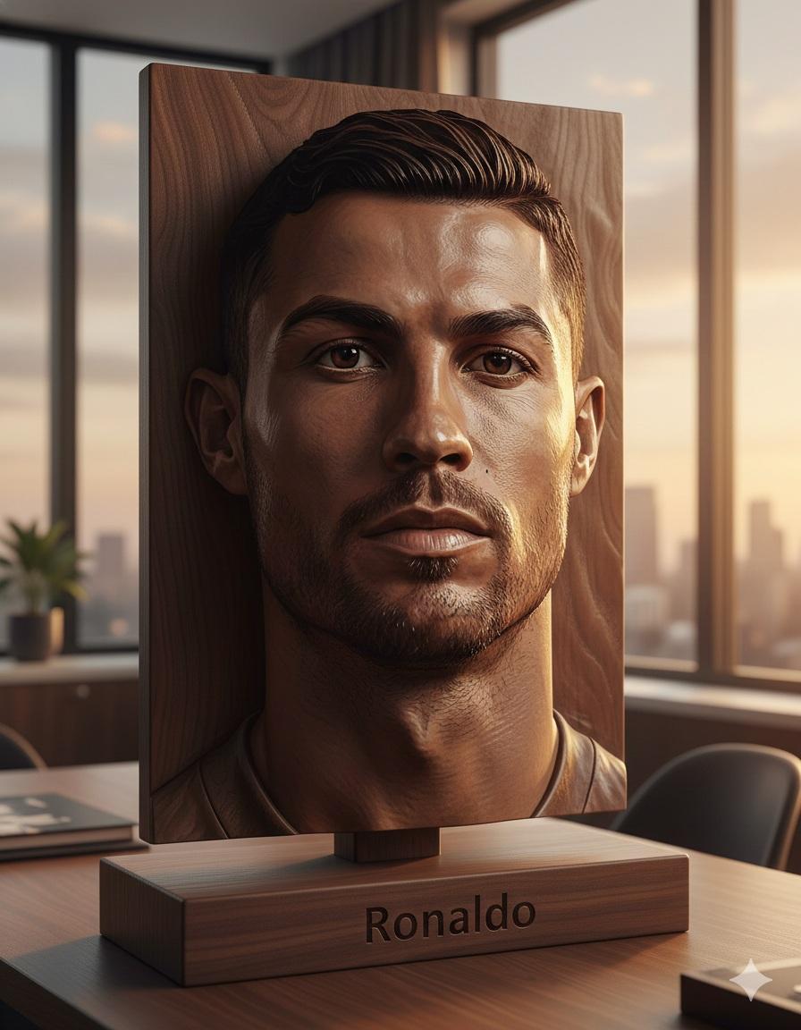 Timeless Elegance: A Wooden Portrait Masterpiece