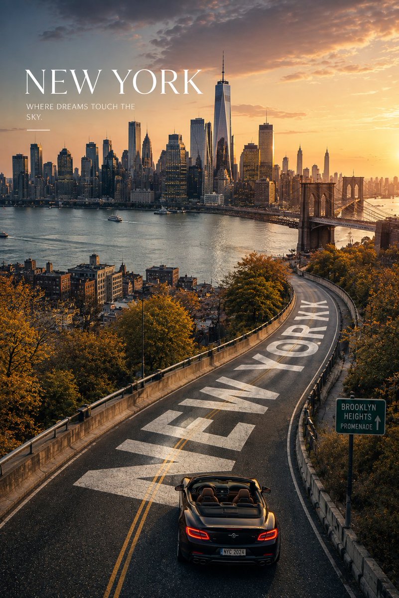 Aerial road curves toward the coast under golden hour light