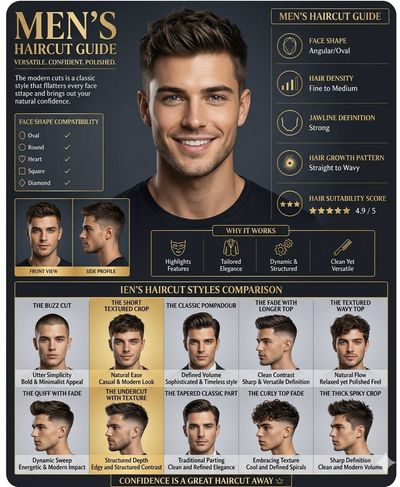 Men’s Haircut Guide with Textured Crop Highlight