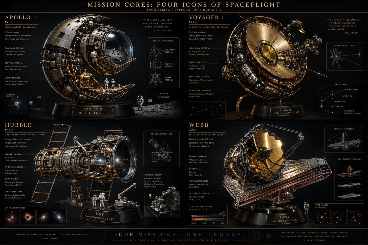 Four iconic space missions shine in this luxury poster design