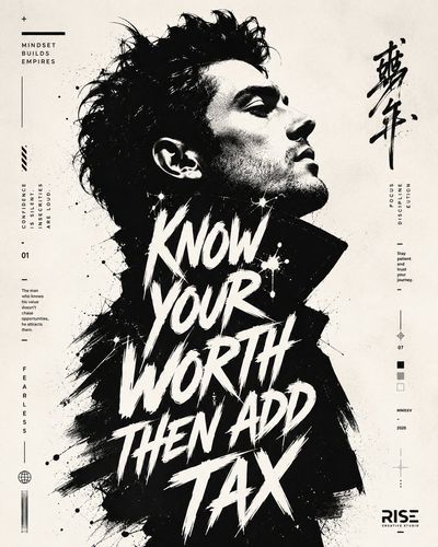 Bold side profile portrait uses rough ink and microtext