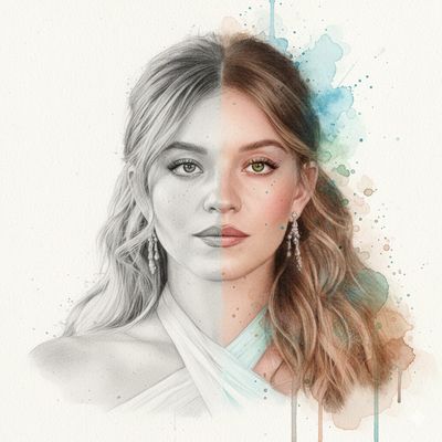 A Portrait in Graphite and Watercolor: A Seamless Blend of Realism and Color