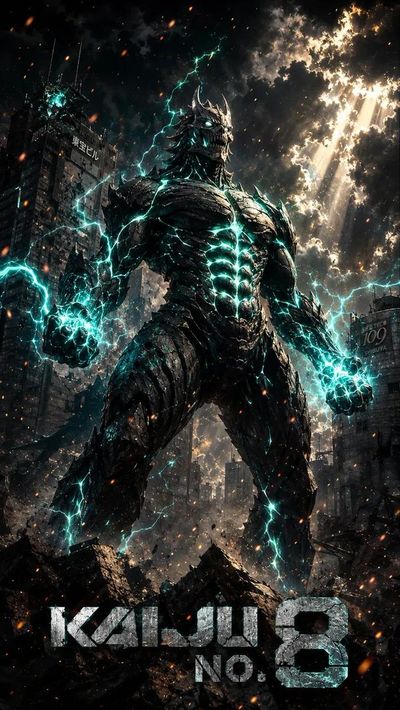 Kaiju No. 8 unleashes a devastating punch through a stormy Tokyo battlefield.