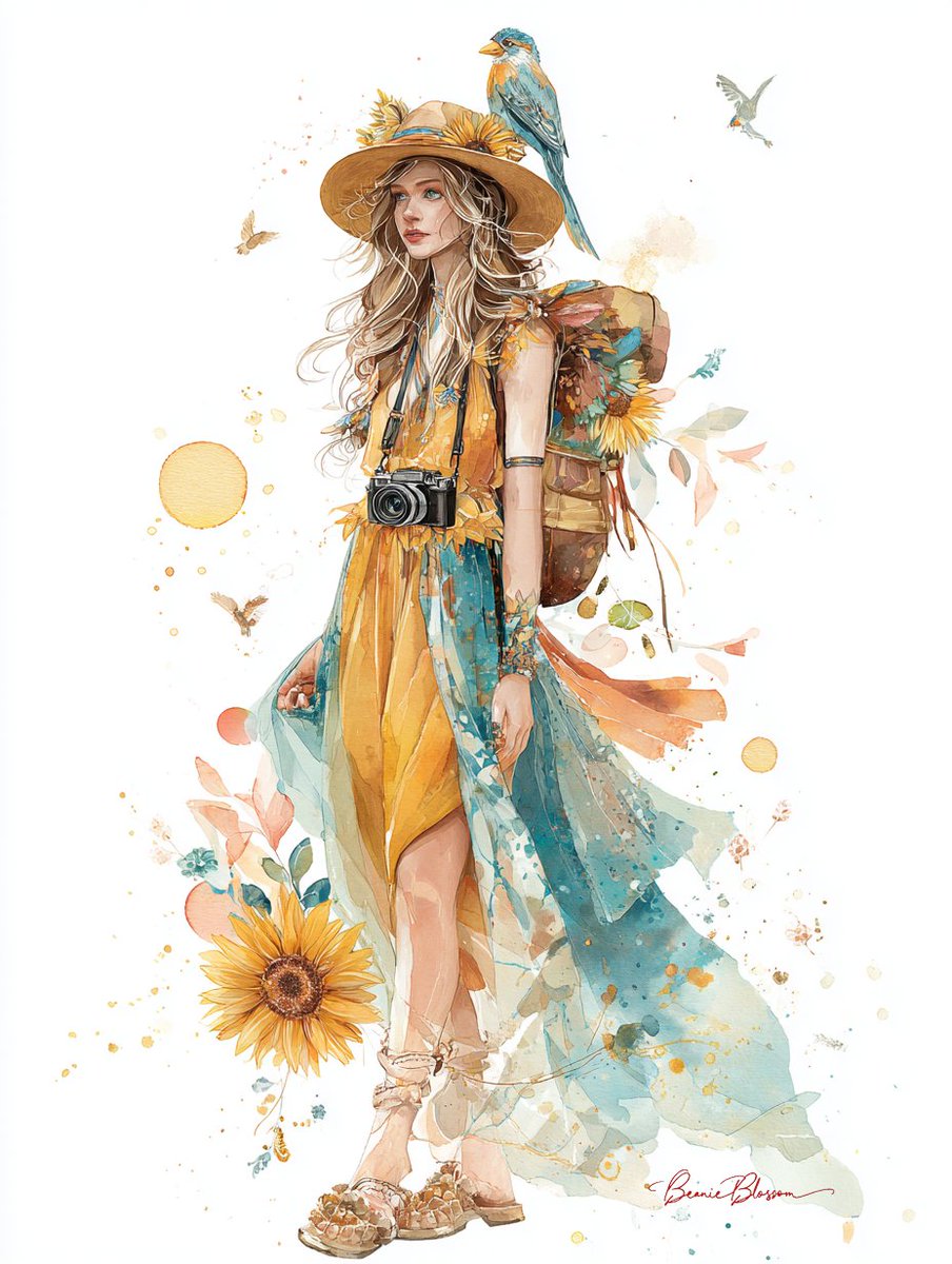 Boho Elegance: A Whimsical Watercolor Journey