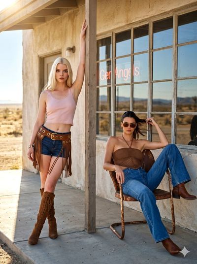 Desert Elegance: Anya Taylor Joy and Kendall Jenner in Sunlit Western Chic