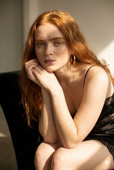 A woman reclines on black velvet in dramatic sunlight