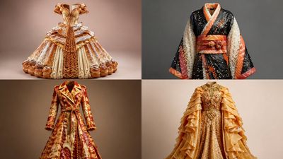 Sushi roll transforms into an elegant haute couture gown