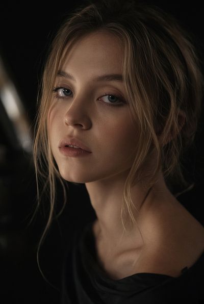 Young Woman with Messy Honey-Blonde Hair Gazes Softly