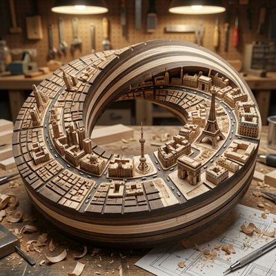 Twisted Wooden Cityscape of Mecca