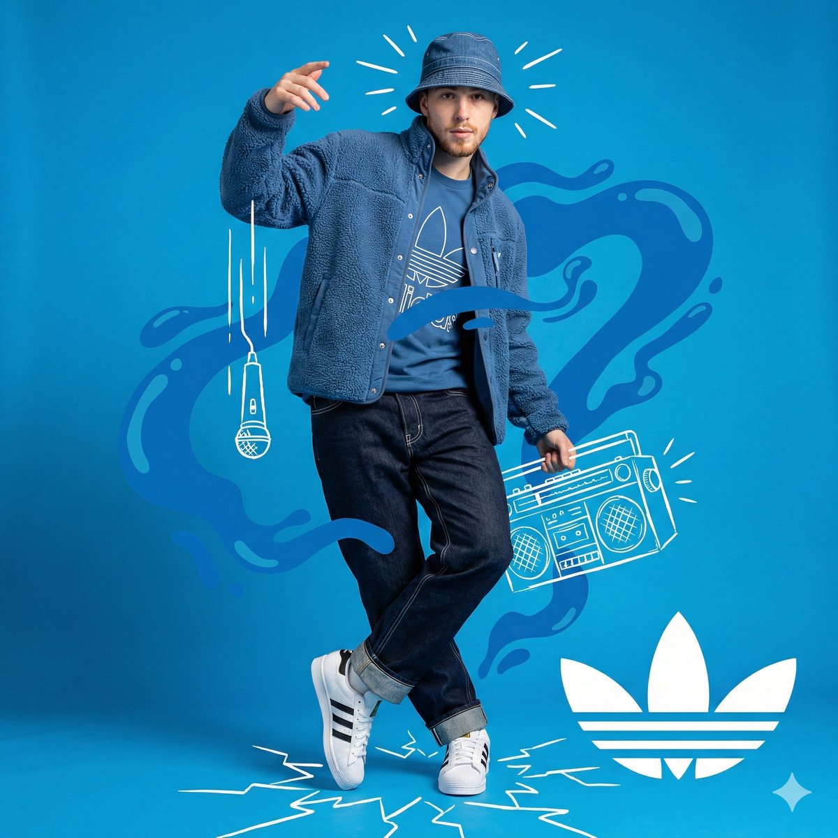 Urban Vibes: Blue-Hued Portrait Fusion