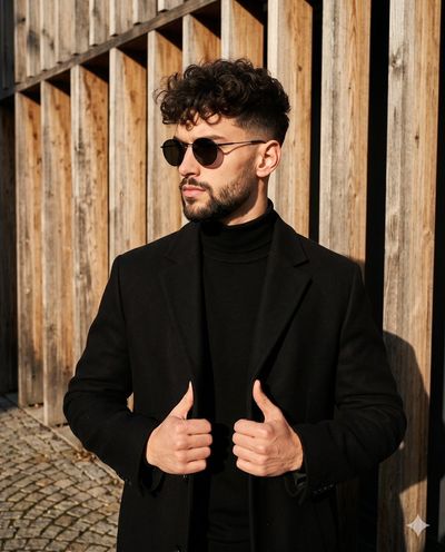 Sharp Contrasts: Tailored Elegance in Golden Light