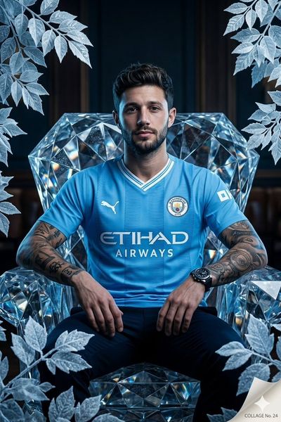 Regal football player sits on diamond throne in icy light