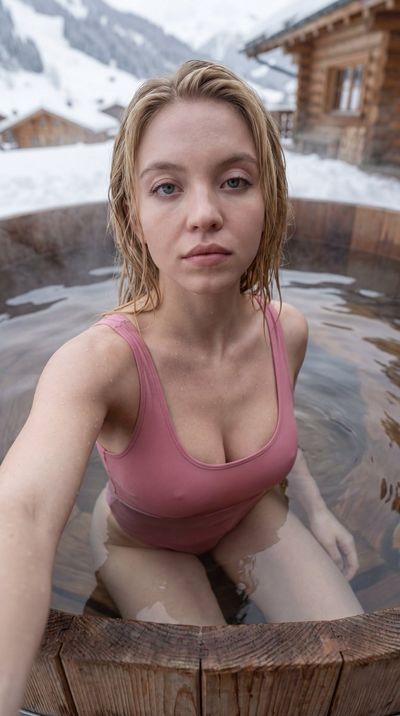 Wet-Look Elegance: A Selfie in the Soaking Tub