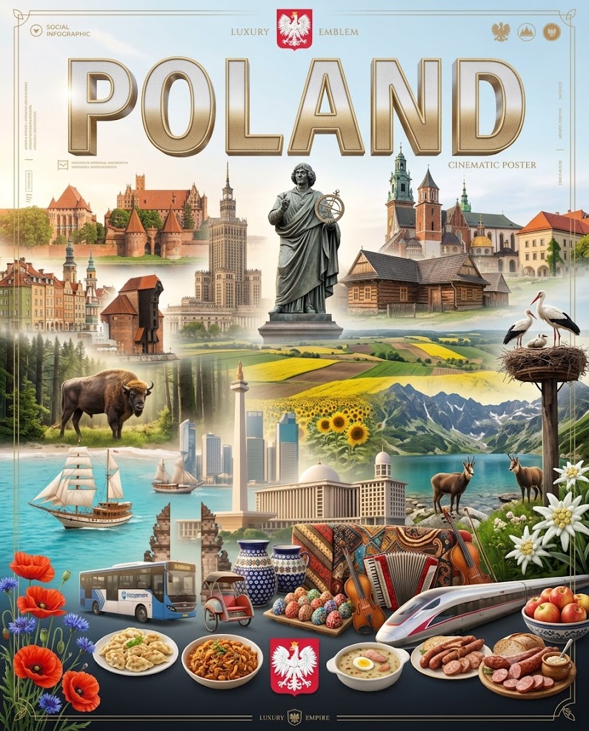 Poland's rich history and nature shine in a luxury poster