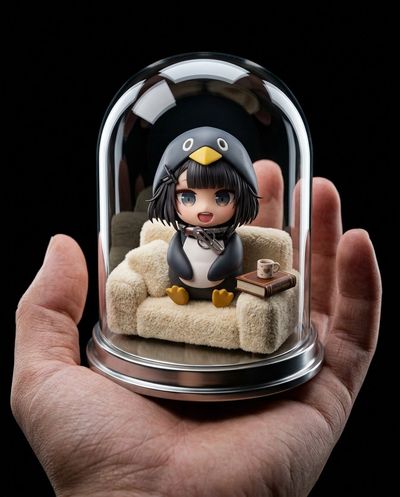 Miniature Serenity Encased in Glass Dome