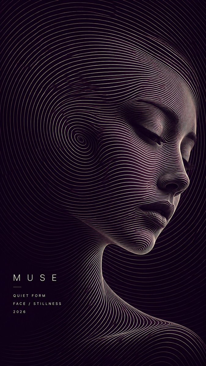 Experimental Poster Featuring Minimalist Subject Formed by Flowing Continuous Lines