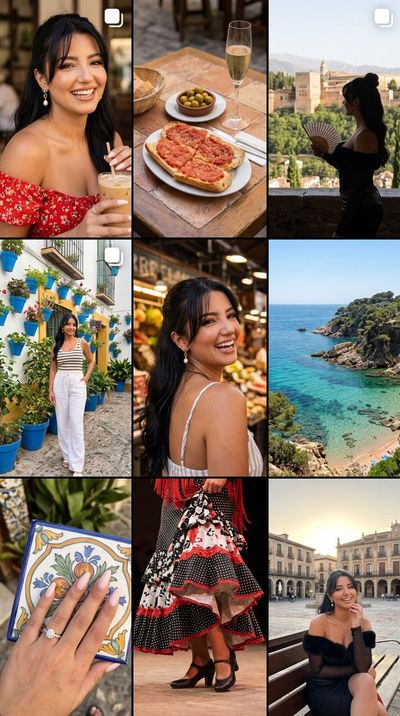 Elegant woman poses in Barcelona Gothic Quarter at golden hour