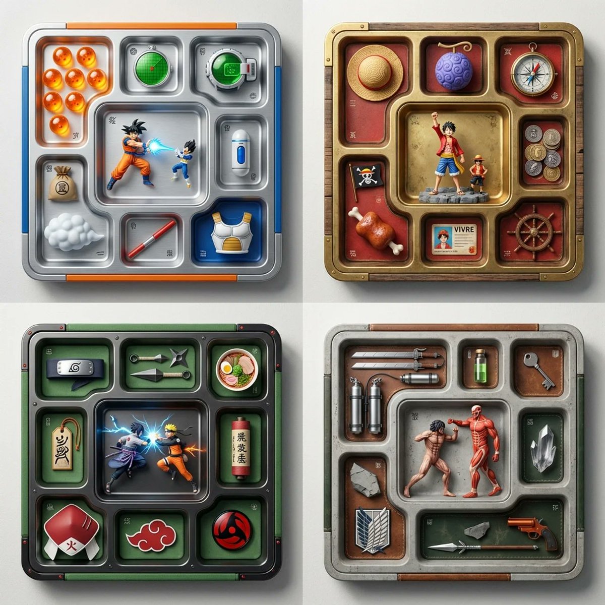 Manga Icons as Collector's Compartment Trays