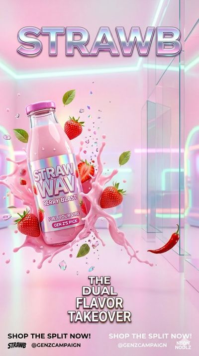 Futuristic Fusion: Strawberry Milk vs. Spicy Ramen