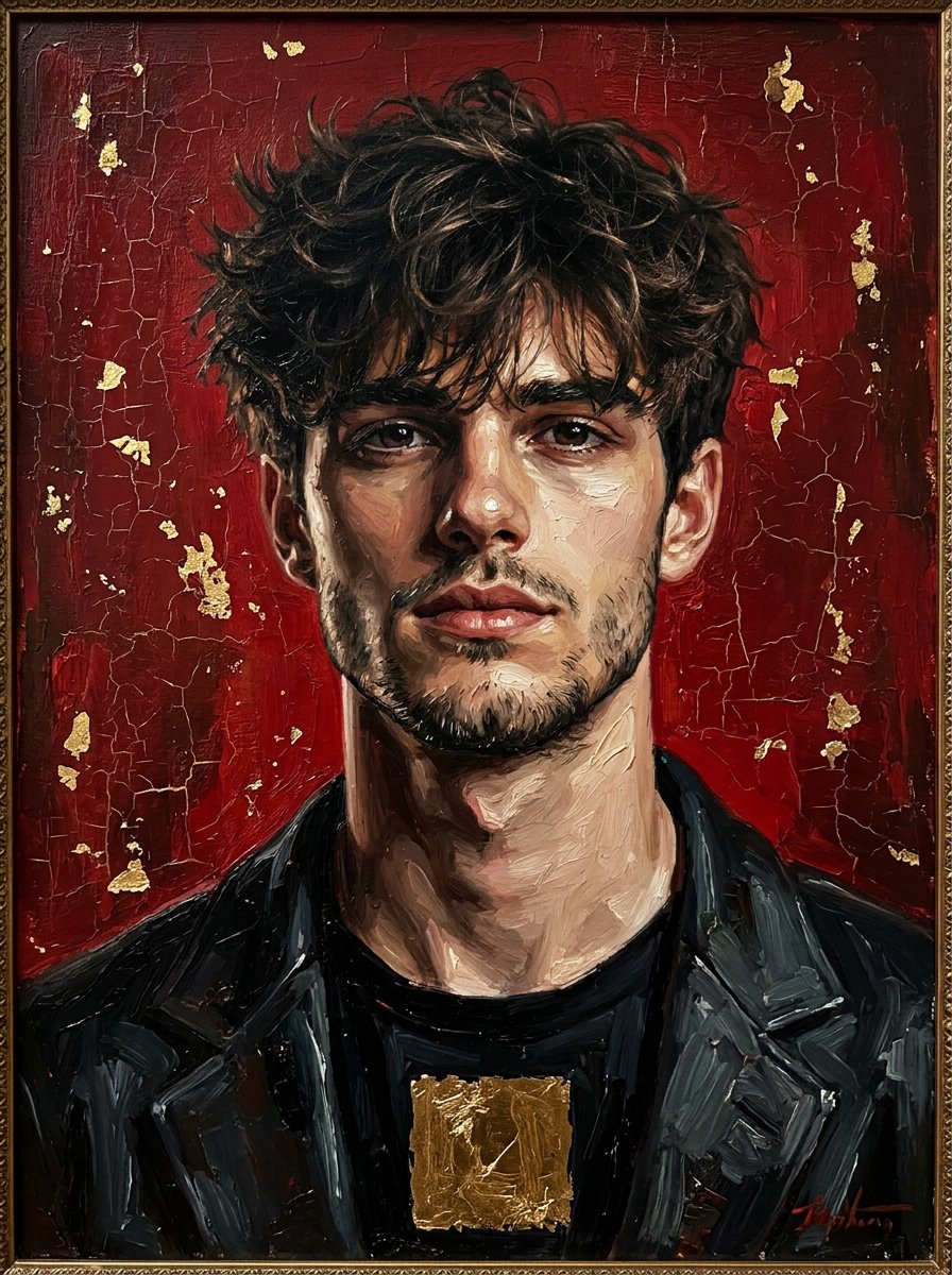 Baroque Portrait of a Young Man with Rich Textured Oil Detailing