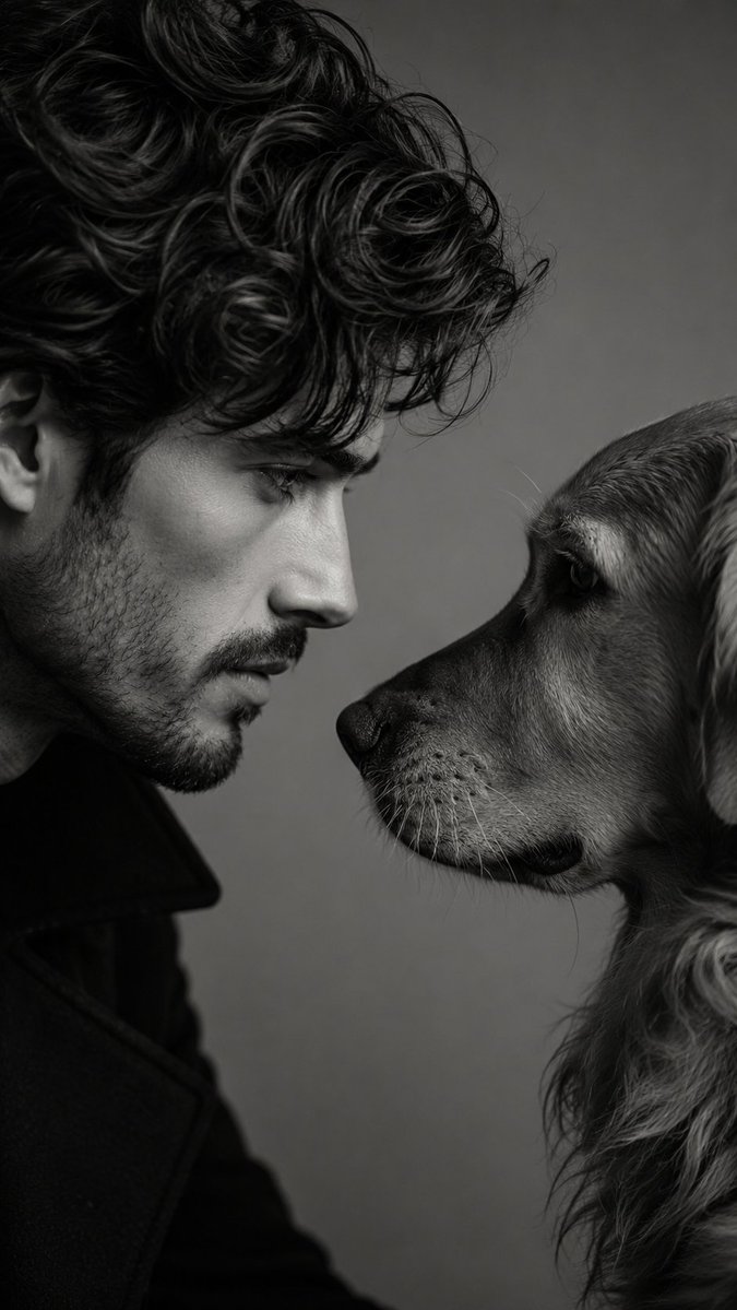 A quiet forehead-to-forehead portrait with my dog