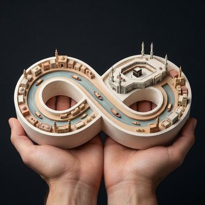 Mecca’s Infinity River: A Macro Architectural Diorama in 1:5000 Scale