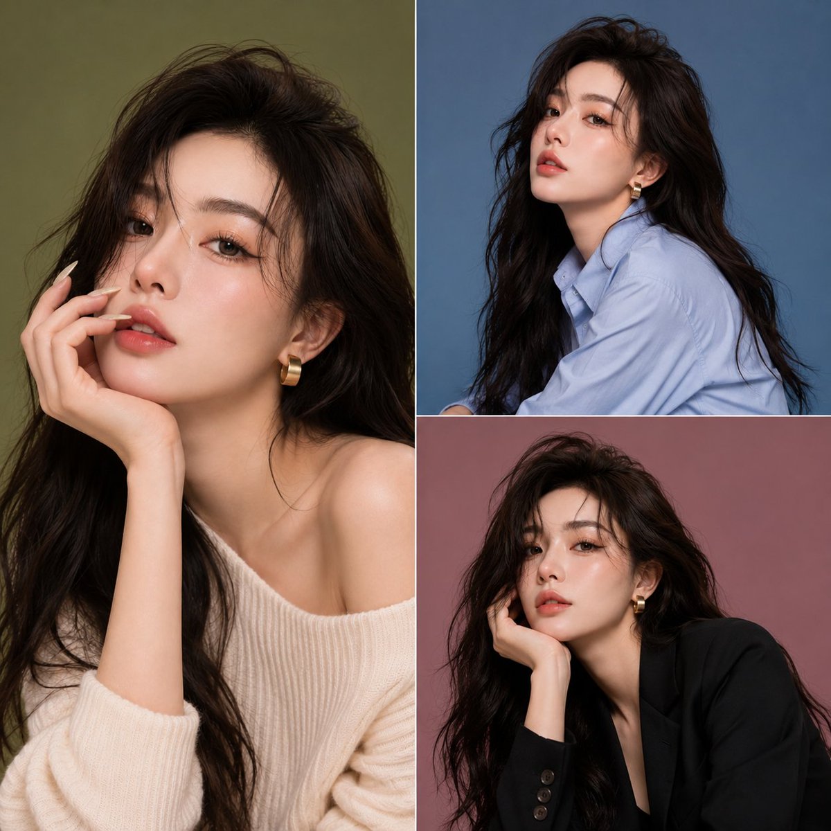 Elegant Korean Beauty Portrait Showcasing Flawless Skin and Style