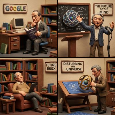 Futurists in Clay: Miniature Office Scene with Rounded, Textured Figures