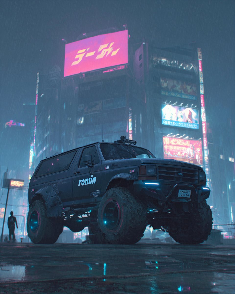 Neon Night in a Dystopian Megacity