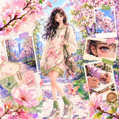 A college girl in a floral sweater dress poses elegantly