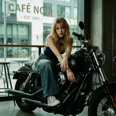 Rebellious Elegance: The Androgynous Biker Vibe