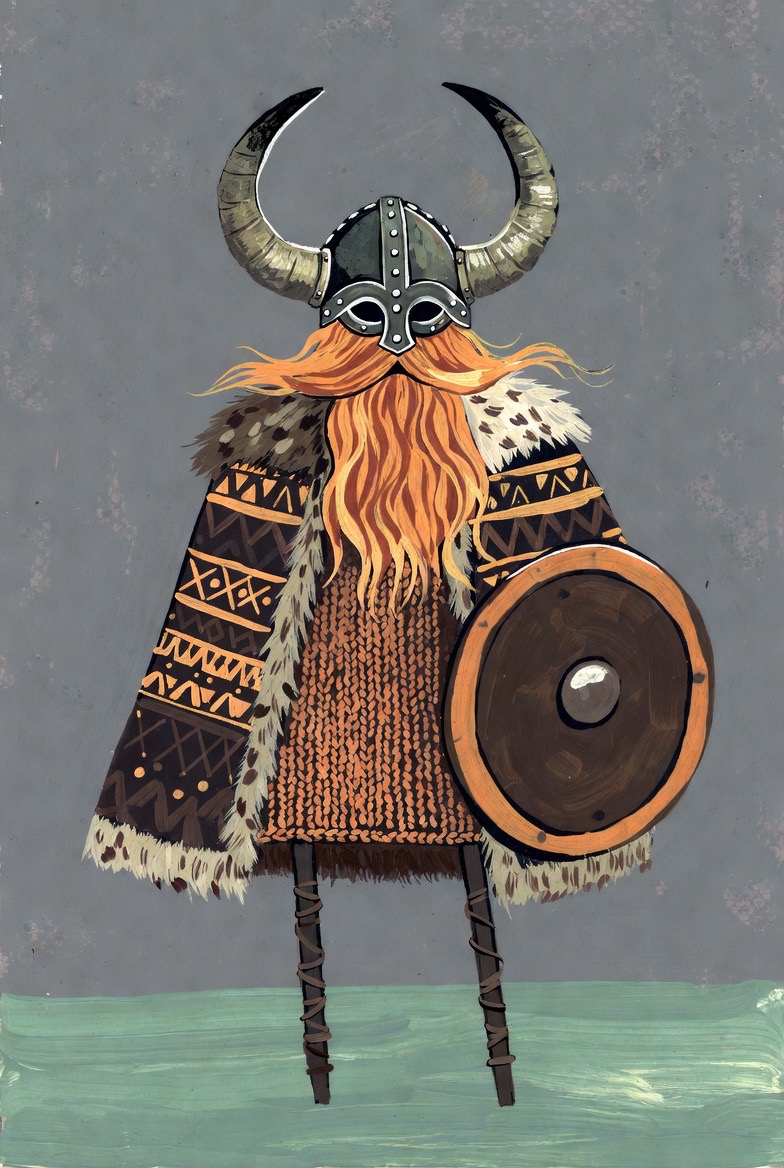 Whimsical Figures with Object Heads in Vibrant Gouache Style